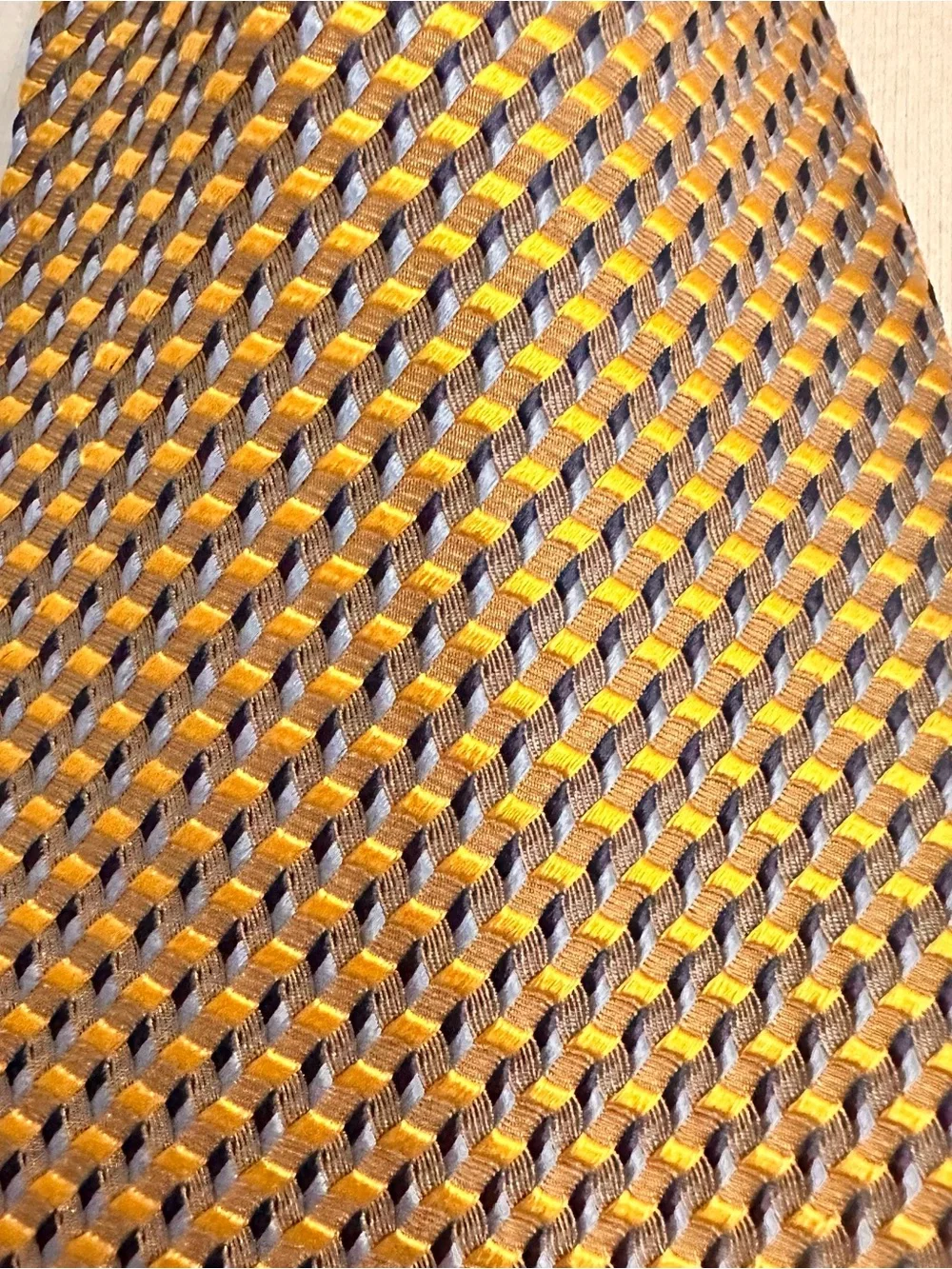 Men's Woven Gold and Brown Silk Tie - Classic Textured Necktie